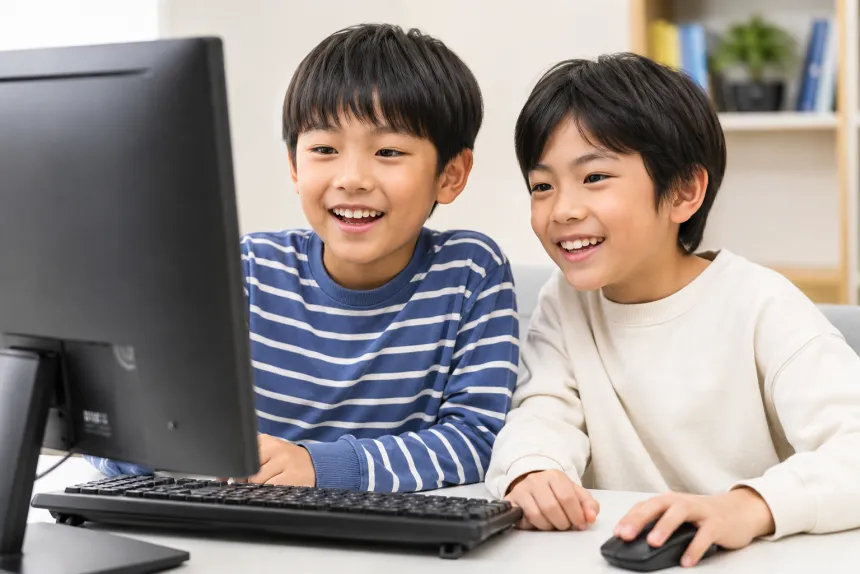 ペアで参加する子どもたち